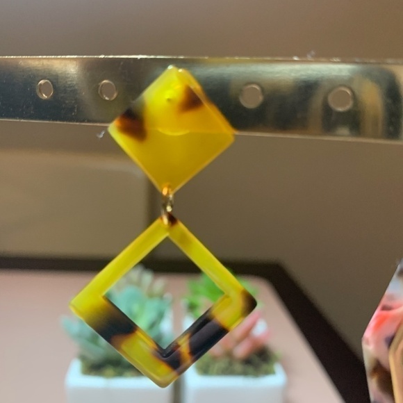 SALE💚 any 3 for $18 💚
 Tortoise Hoop Acrylic Statement Earrings - Picture 4 of 7